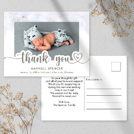 Moderne kalligrafie foto bedankt voor jongen  briefkaart