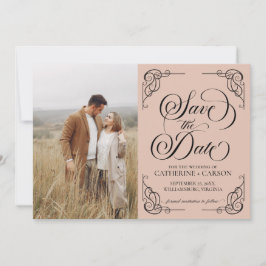 Moderne kalligrafie foto Beige Save The Date