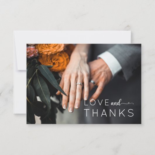 Moderne kalligrafie Foto bruiloft Hartelijk dank Bedankkaart (Voorkant)