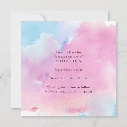 Moderne kalligrafie foto bruiloft save the date (Achterkant)