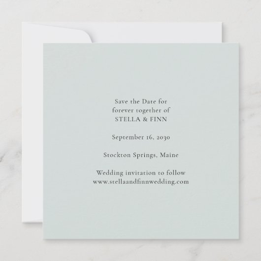 Moderne kalligrafie foto bruiloft save the date (Achterkant)