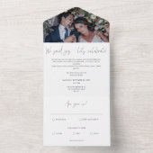 Moderne kalligrafie Foto Bruiloftsfeest na de brui All In One Uitnodiging (Binnen)