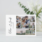 Moderne kalligrafie Foto Collage Wedding Bedankkaart (Staand voorkant)