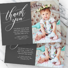 Moderne kalligrafie foto doop dank u bedankkaart