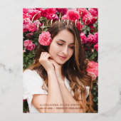 Moderne kalligrafie Foto Fancy minimalistisch Afst Folie Uitnodiging (Voorkant)