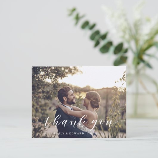 Moderne kalligrafie foto Foto bedankt Briefkaart (Staand voorkant)
