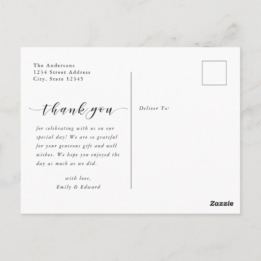 Moderne kalligrafie foto Foto bedankt Briefkaart (Achterkant)