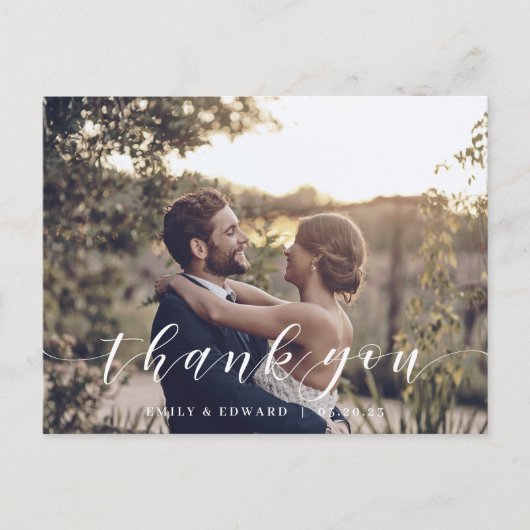 Moderne kalligrafie foto Foto bedankt Briefkaart (Voorkant)