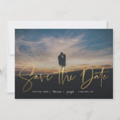 Moderne kalligrafie Foto Gold Save The Date (Voorkant)