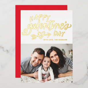 Moderne kalligrafie Foto Happy Galentine's Day Folie Feestdagenkaart