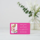 Moderne kalligrafie Foto Huwelijksregister Roze Informatiekaartje (Staand voorkant)