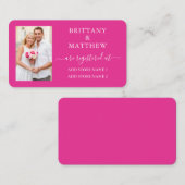 Moderne kalligrafie Foto Huwelijksregister Roze Informatiekaartje (Voorkant / Achterkant)