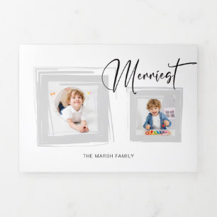 Moderne kalligrafie/foto in grijs Lijst penseelstr Drieluik Wenskaart