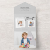 Moderne kalligrafie/foto in Lijst penseelstreek All In One Uitnodiging (Binnen)