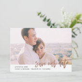 Moderne kalligrafie foto save the date (Staand voorkant)
