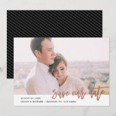 Moderne kalligrafie foto save the date (Voorkant / Achterkant)