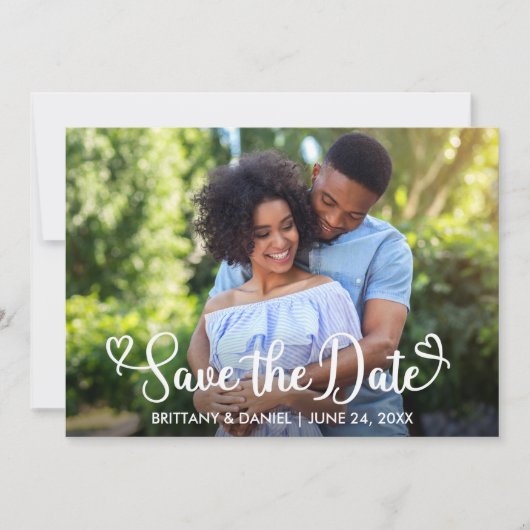 Moderne kalligrafie Foto Save The Date (Voorkant)