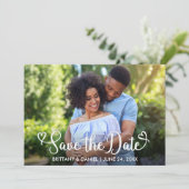 Moderne kalligrafie Foto Save The Date (Staand voorkant)