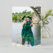 Moderne kalligrafie Foto Twin Afstuderen Folie Uitnodiging (Staand Voorkant)