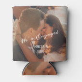 Moderne kalligrafie foto Verloving gepersonaliseer Blikjeskoeler (Voorkant)