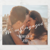 Moderne kalligrafie foto Verloving Sparkling Wijnetiket (Enkel label)