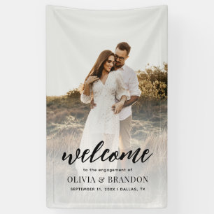 Moderne kalligrafie foto verlovingsfeest welkom spandoek