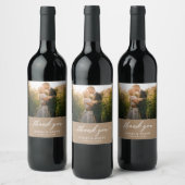 Moderne kalligrafie Foto Wedding Kraft Wijn Etiket (Flessen)