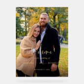 Moderne kalligrafie foto welkom acryl bord (Voorkant)