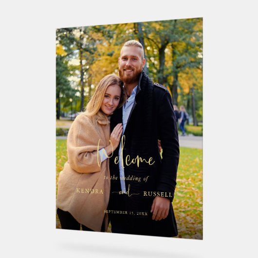 Moderne kalligrafie foto welkom acryl bord (Hoek)