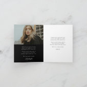 Moderne kalligrafie foto zwart Afstuderen gevouwen Bedankkaart (Binnen)