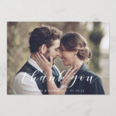 Moderne kalligrafie Fotobruiloft Bedankkaart (Voorkant)