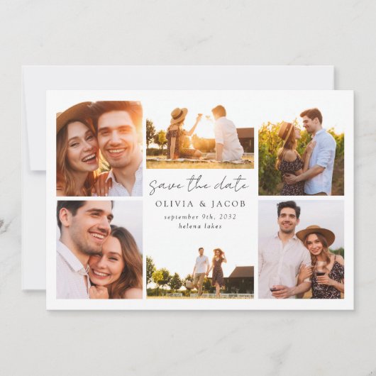 Moderne kalligrafie Fotobruiloft Save The Date (Voorkant)