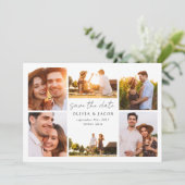 Moderne kalligrafie Fotobruiloft Save The Date (Staand voorkant)