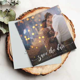 Moderne kalligrafie Fotobruiloft Save The Date