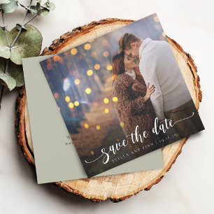 Moderne kalligrafie Fotobruiloft Save The Date