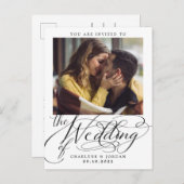 Moderne kalligrafie Fotobruiloft Uitnodiging Briefkaart (Voorkant / Achterkant)