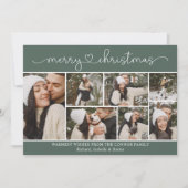 Moderne kalligrafie Fotocollage Groene Kerstmis Kaart (Voorkant)