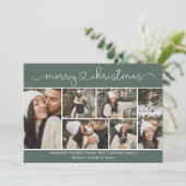 Moderne kalligrafie Fotocollage Groene Kerstmis Kaart (Staand voorkant)
