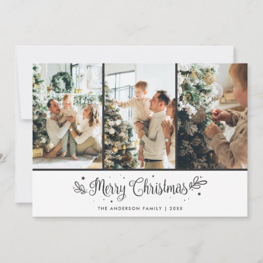 Moderne kalligrafie Fotocollage kerst Feestdagenkaart (Voorkant)