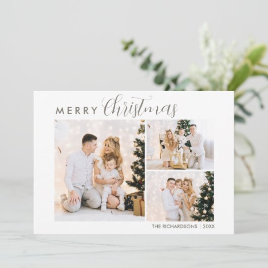 Moderne kalligrafie Fotocollage kerst Kaart (Staand voorkant)