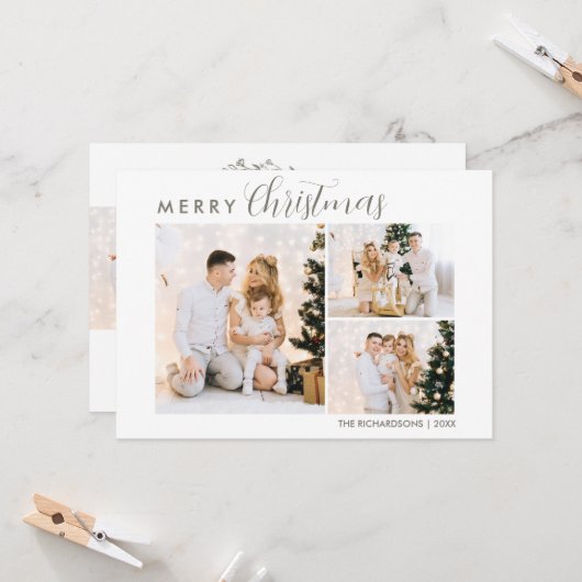 Moderne kalligrafie Fotocollage kerst Kaart (Voorkant / Achterkant in situ)