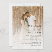 Moderne kalligrafie fotocollage QR code bruiloft Kaart (Voorkant)