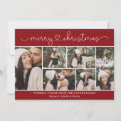 Moderne kalligrafie fotocollage rode kerst kaart (Voorkant)