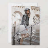 Moderne kalligrafie Fotolegant Afstuderen Aankondiging (Voorkant)