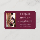 Moderne kalligrafie Fotoweddenschap Burgundy Informatiekaartje (Voorkant)