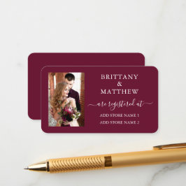 Moderne kalligrafie Fotoweddenschap Burgundy Informatiekaartje