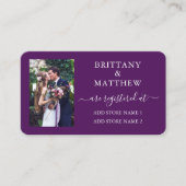 Moderne kalligrafie Fotoweddenschap Paars Informatiekaartje (Voorkant)