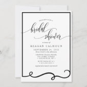 Moderne kalligrafie frame zwart wit bruidsfeest kaart (Voorkant)