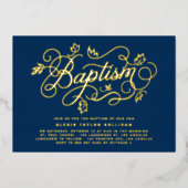 Moderne kalligrafie gebladerte lettering Blauwe Do Folie Uitnodiging (Voorkant)