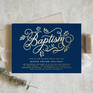 Moderne kalligrafie gebladerte lettering Blauwe Do Folie Uitnodiging